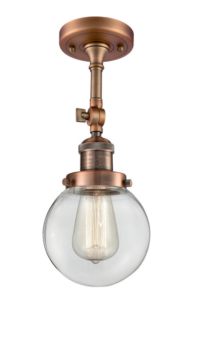 Innovations 201F-AC-G202-6 One Light Semi-Flush Mount, Antique Copper