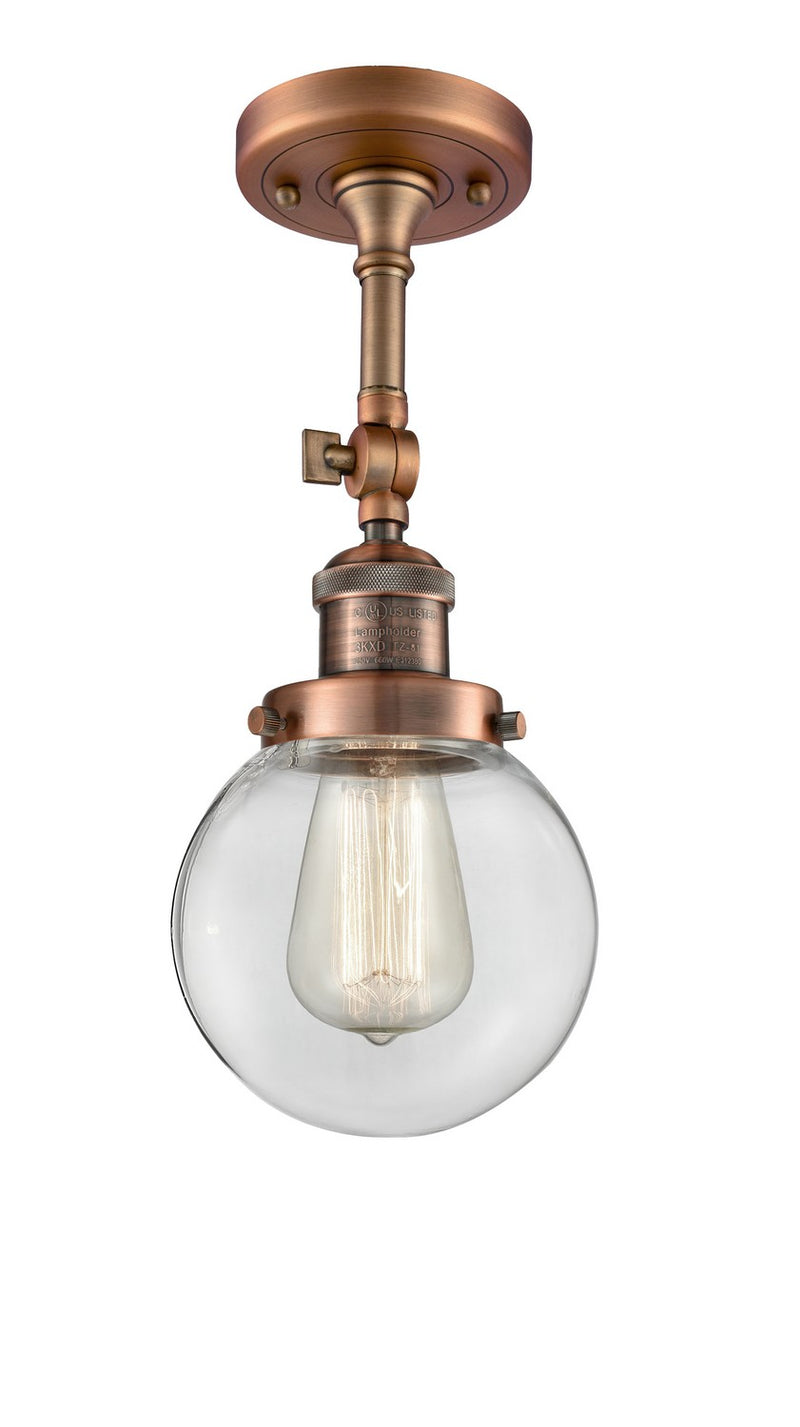 Innovations 201F-AC-G202-6-LED LED Semi-Flush Mount, Antique Copper