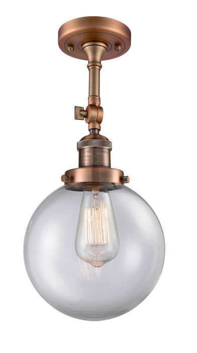 Innovations 201F-AC-G202-8 One Light Semi-Flush Mount, Antique Copper