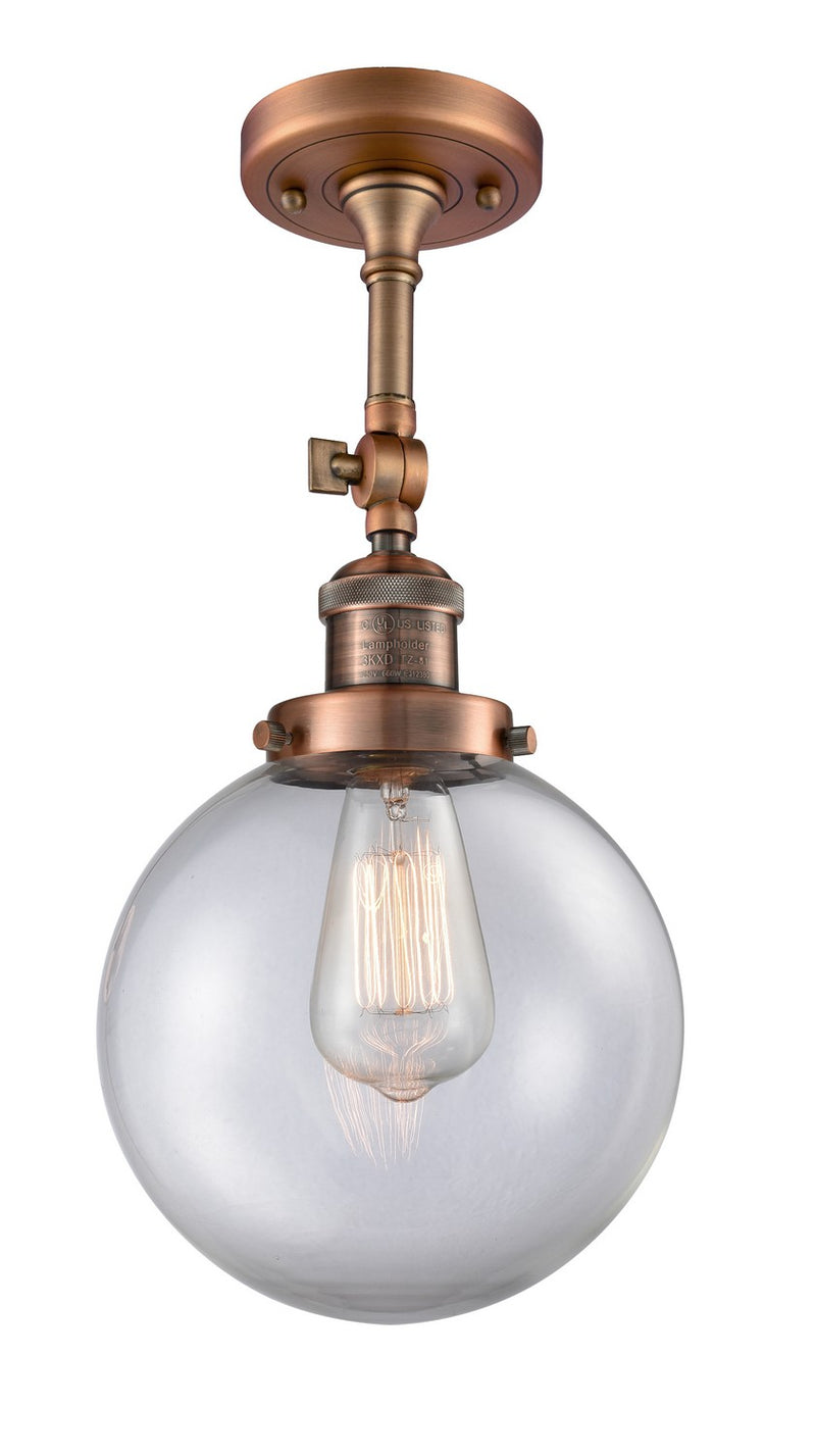 Innovations 201F-AC-G202-8-LED LED Semi-Flush Mount, Antique Copper
