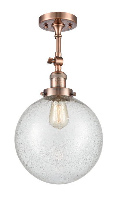 Innovations 201F-AC-G204-10 One Light Semi-Flush Mount, Antique Copper