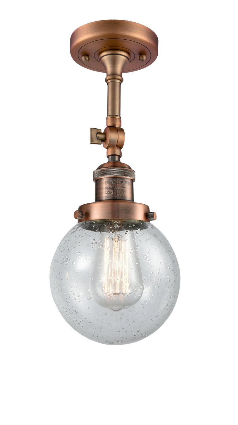 Innovations 201F-AC-G204-6 One Light Semi-Flush Mount, Antique Copper