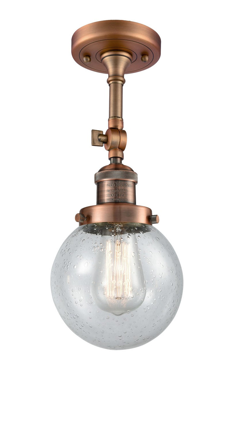 Innovations 201F-AC-G204-6-LED LED Semi-Flush Mount, Antique Copper