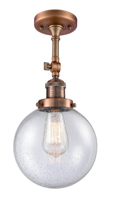 Innovations 201F-AC-G204-8 One Light Semi-Flush Mount, Antique Copper