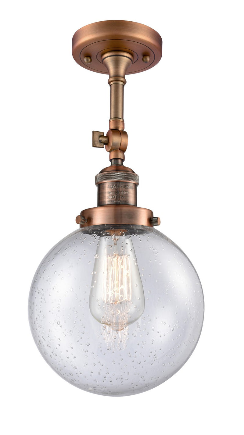 Innovations 201F-AC-G204-8-LED LED Semi-Flush Mount, Antique Copper