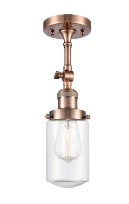 Innovations 201F-AC-G312 One Light Semi-Flush Mount, Antique Copper