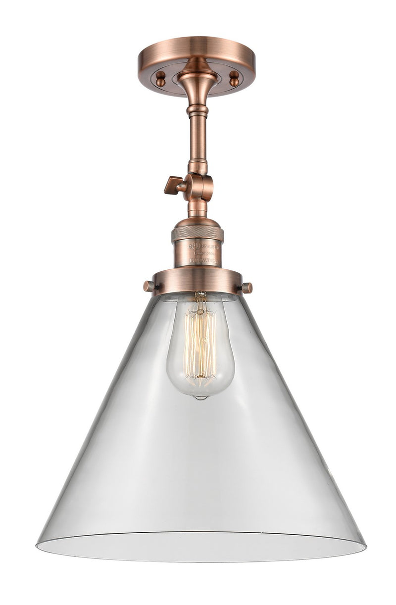 Innovations 201F-AC-G42-L One Light Semi-Flush Mount, Antique Copper