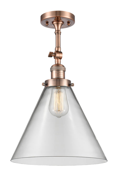 Innovations 201F-AC-G42-L One Light Semi-Flush Mount, Antique Copper