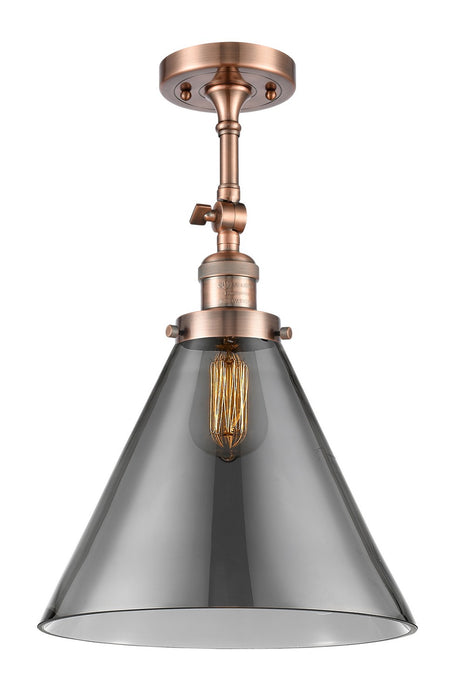 Innovations 201F-AC-G43-L One Light Semi-Flush Mount, Antique Copper