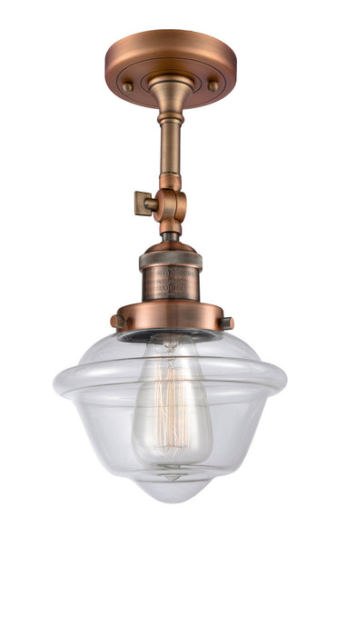 Innovations 201F-AC-G532 One Light Semi-Flush Mount, Antique Copper