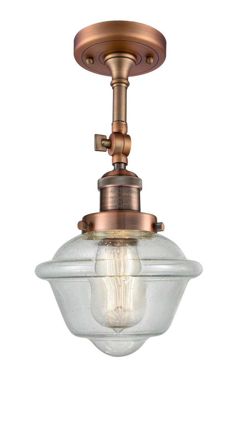 Innovations 201F-AC-G534 One Light Semi-Flush Mount, Antique Copper