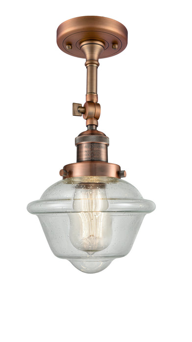 Innovations 201F-AC-G534 One Light Semi-Flush Mount, Antique Copper