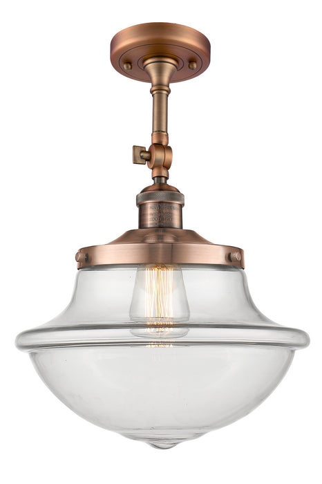 Innovations 201F-AC-G542 One Light Semi-Flush Mount, Antique Copper