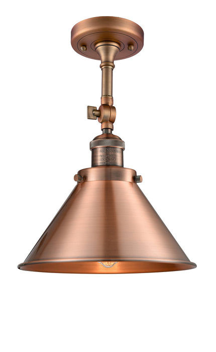 Innovations 201F-AC-M10-AC One Light Semi-Flush Mount, Antique Copper
