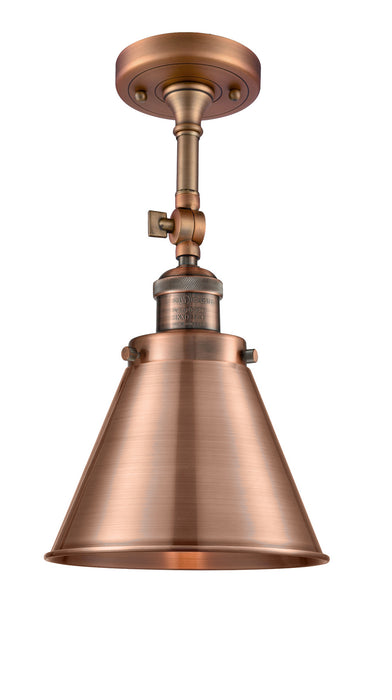 Innovations 201F-AC-M13-AC One Light Semi-Flush Mount, Antique Copper