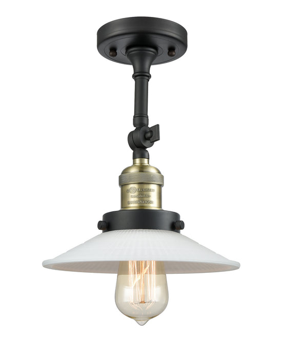 Innovations 201F-BAB-G1 One Light Semi-Flush Mount, Black Antique Brass