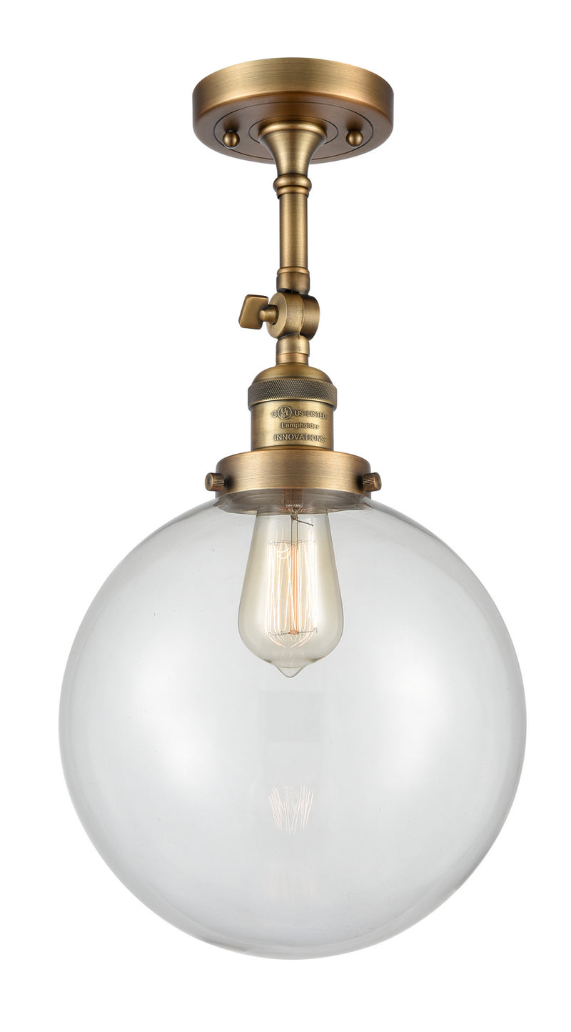 Innovations 201F-BB-G202-10 One Light Semi-Flush Mount, Brushed Brass