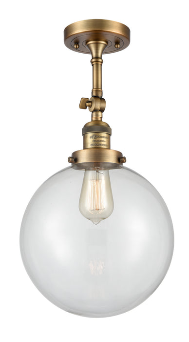 Innovations 201F-BB-G202-10 One Light Semi-Flush Mount, Brushed Brass