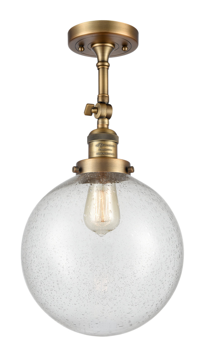 Innovations 201F-BB-G204-10 One Light Semi-Flush Mount, Brushed Brass