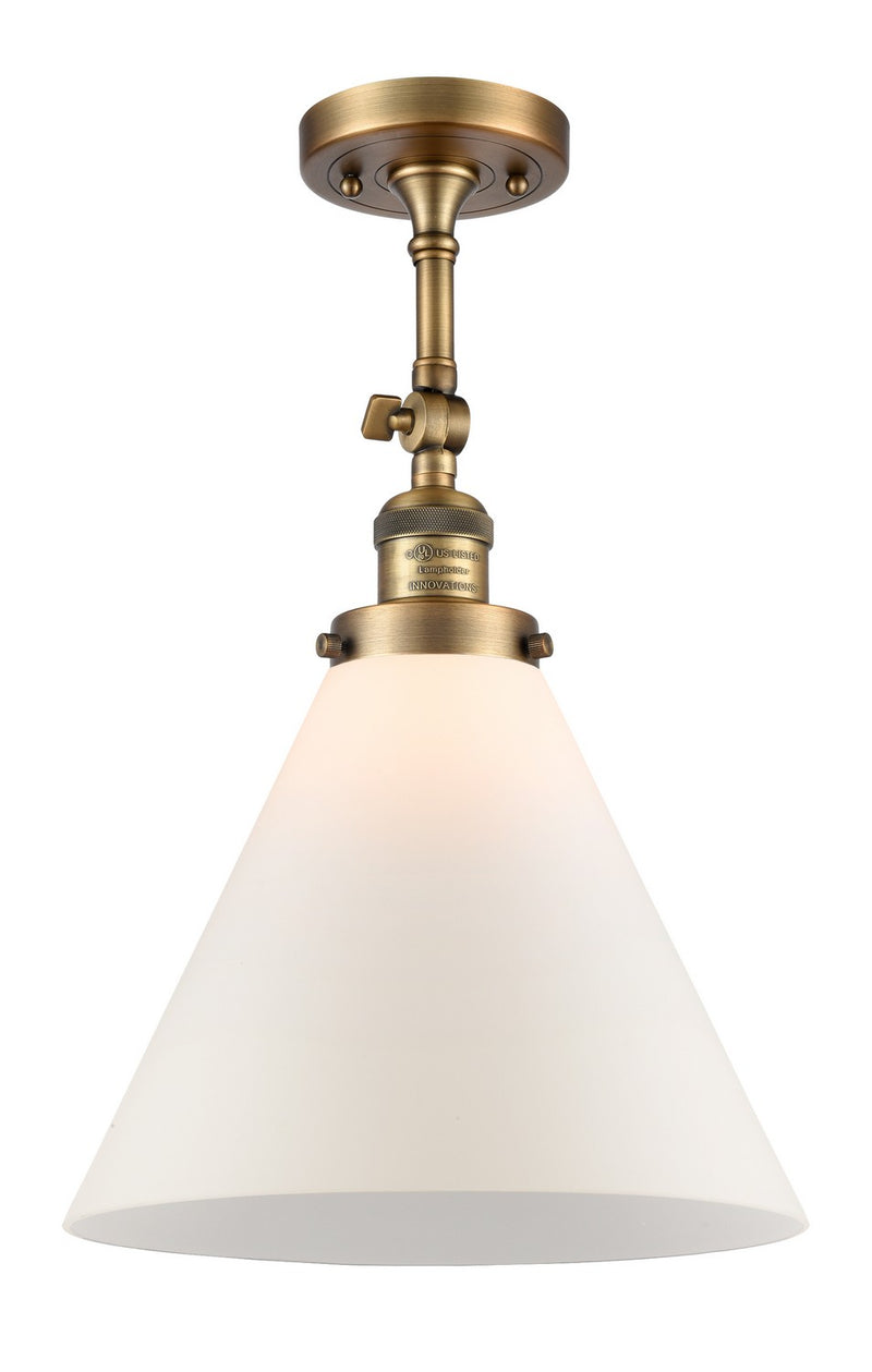 Innovations 201F-BB-G41-L One Light Semi-Flush Mount, Brushed Brass