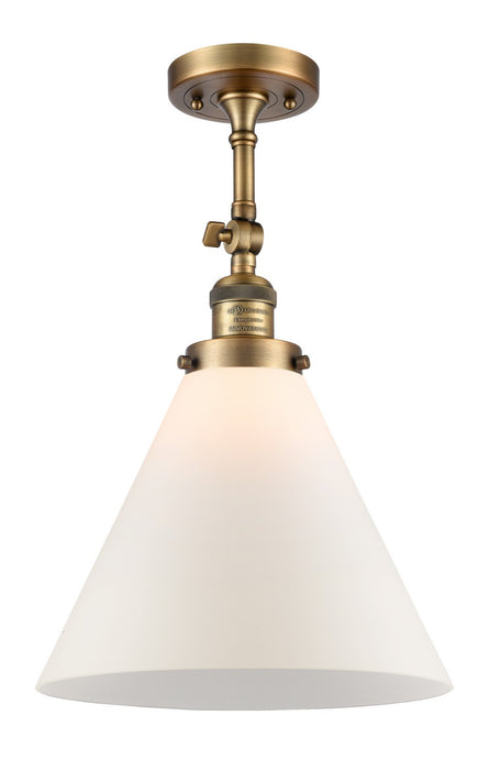 Innovations 201F-BB-G41-L One Light Semi-Flush Mount, Brushed Brass