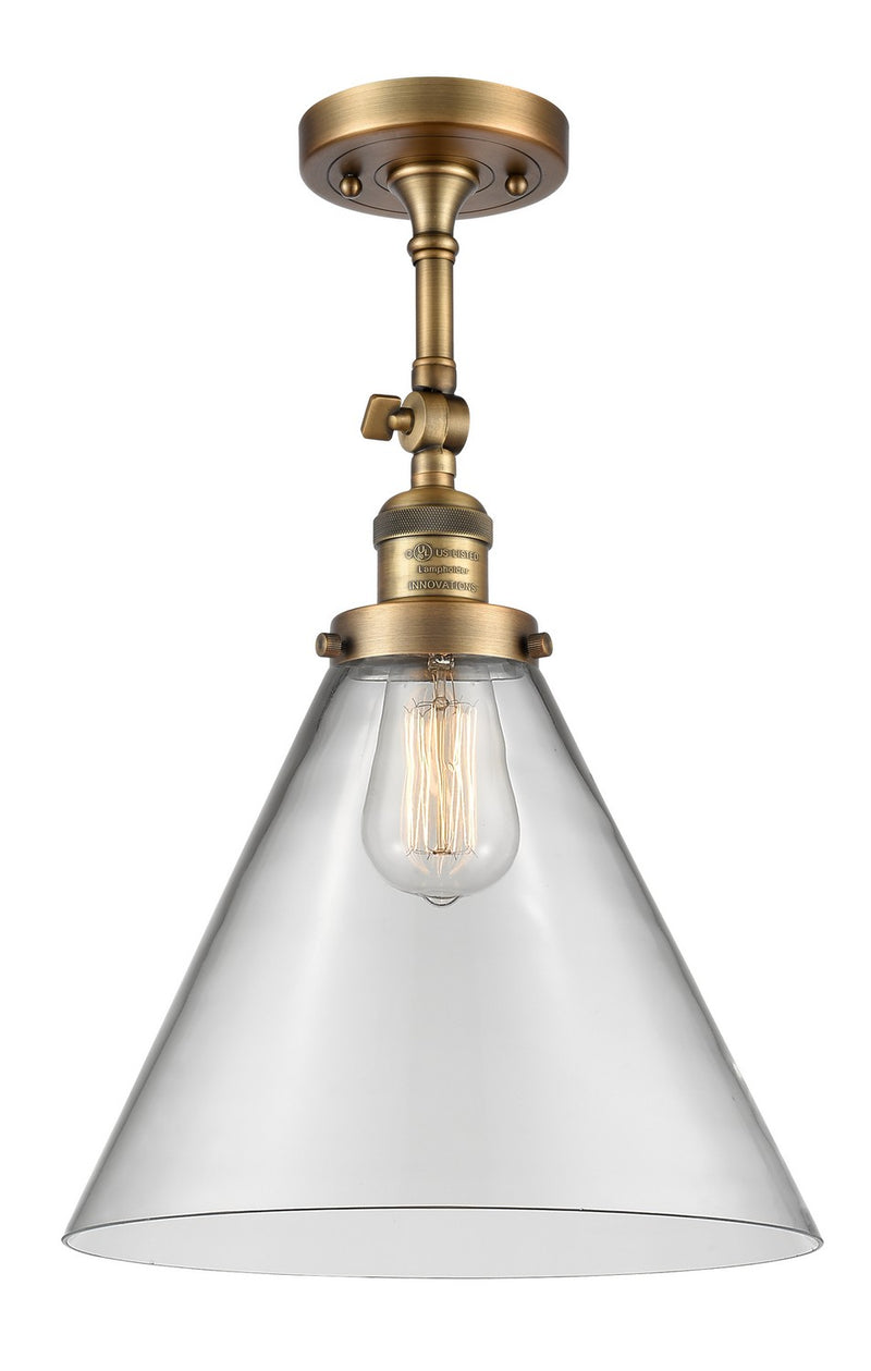 Innovations 201F-BB-G42-L One Light Semi-Flush Mount, Brushed Brass