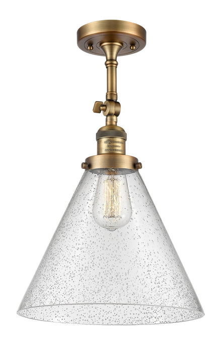 Innovations 201F-BB-G44-L One Light Semi-Flush Mount, Brushed Brass