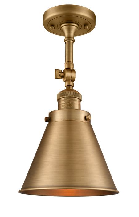 Innovations 201F-BB-M13-BB One Light Semi-Flush Mount, Brushed Brass
