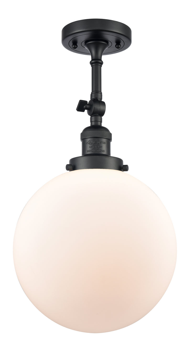 Innovations 201F-BK-G201-10 One Light Semi-Flush Mount, Matte Black