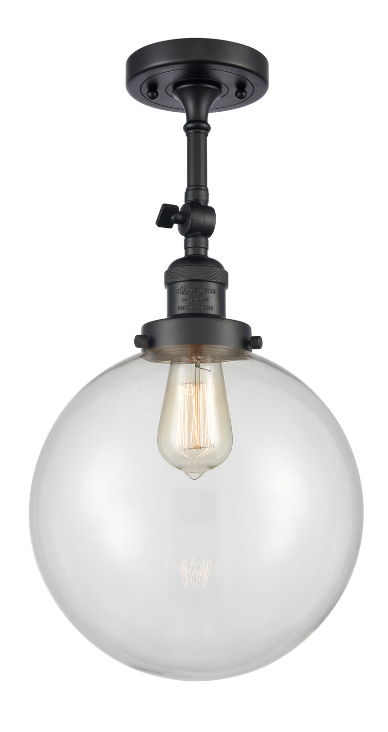 Innovations 201F-BK-G202-10 One Light Semi-Flush Mount, Matte Black