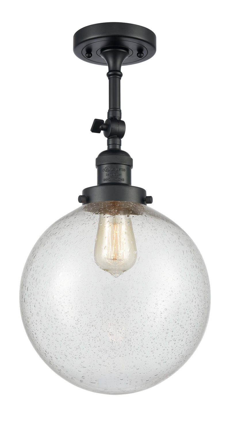 Innovations 201F-BK-G204-10 One Light Semi-Flush Mount, Matte Black