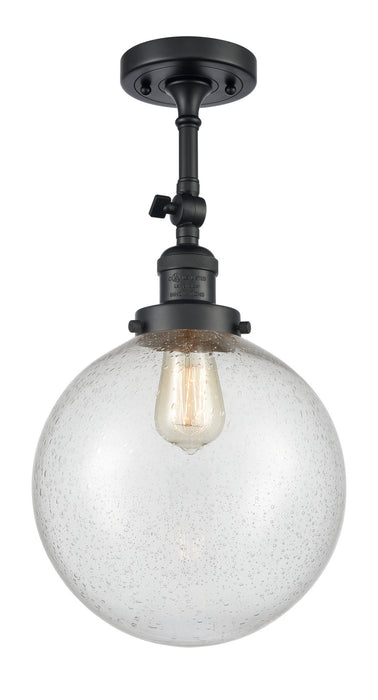 Innovations 201F-BK-G204-10 One Light Semi-Flush Mount, Matte Black
