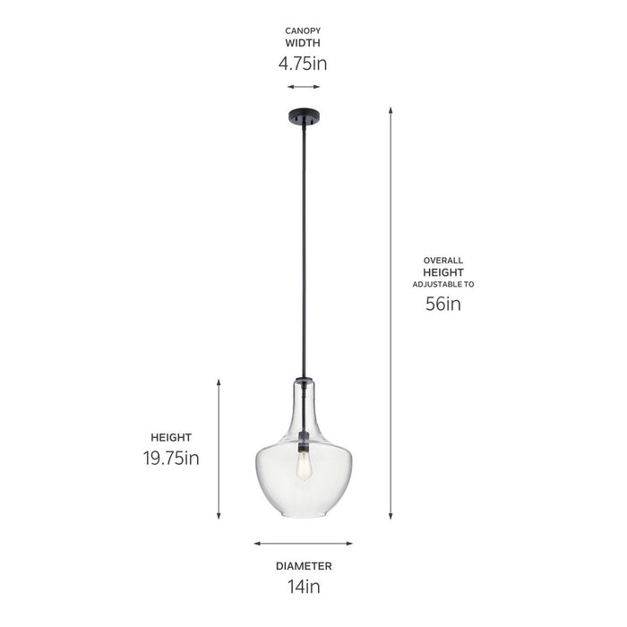 Kichler 42046BK One Light Pendant, Black