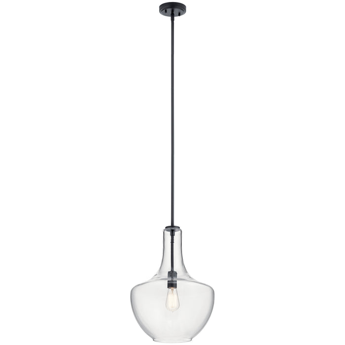 Kichler 42046BK One Light Pendant, Black