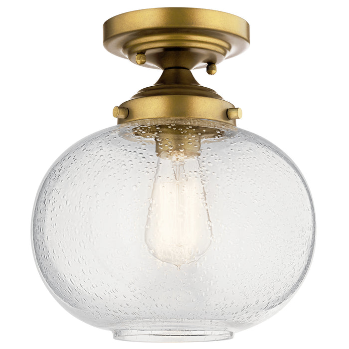 Kichler 42296NBR One Light Semi Flush Mount, Natural Brass
