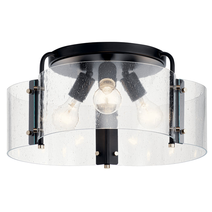 Kichler 42955BK Three Light Semi Flush Mount, Black
