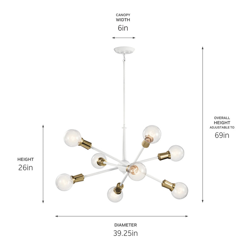 Kichler 43118WH Eight Light Chandelier, White