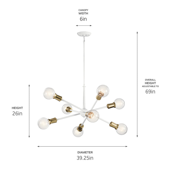Kichler 43118WH Eight Light Chandelier, White