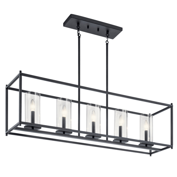 Kichler 43995BK Five Light Linear Chandelier, Black
