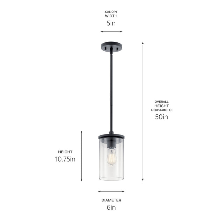 Kichler 43996BK One Light Mini Pendant, Black