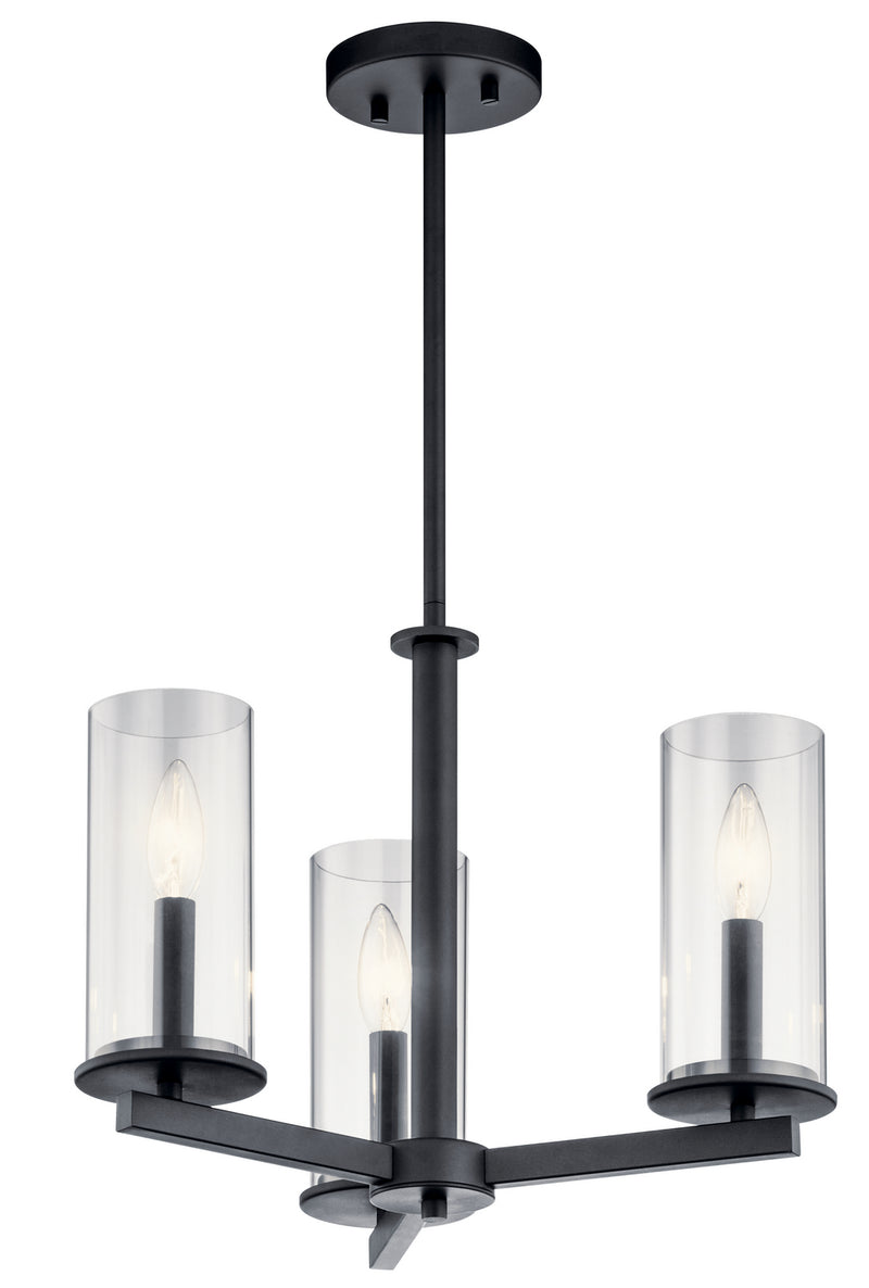 Kichler 43997BK Three Light Chandelier/Semi Flush, Black