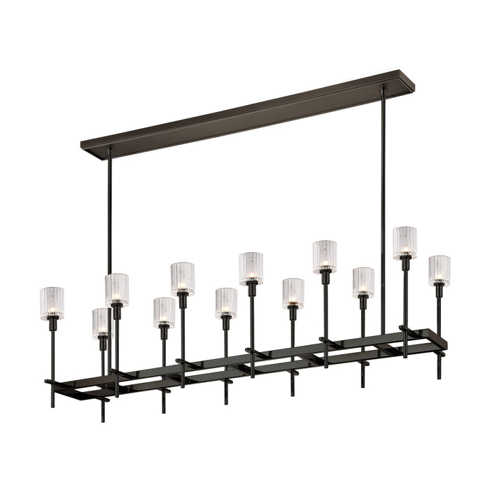Alora LP314366UBRC 12 Light Island Pendant, Ribbed Crystal/Urban Bronze