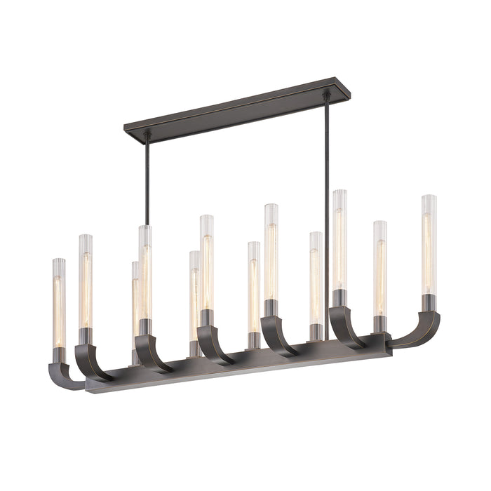 Alora LP316012UBCR 12 Light Island Pendant, Ribbed Glass/Urban Bronze