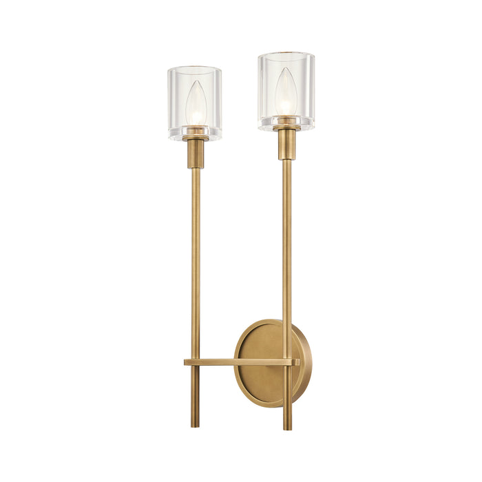 Alora WV314302VBCC Two Light Bathroom Fixture, Clear Crystal/Vintage Brass