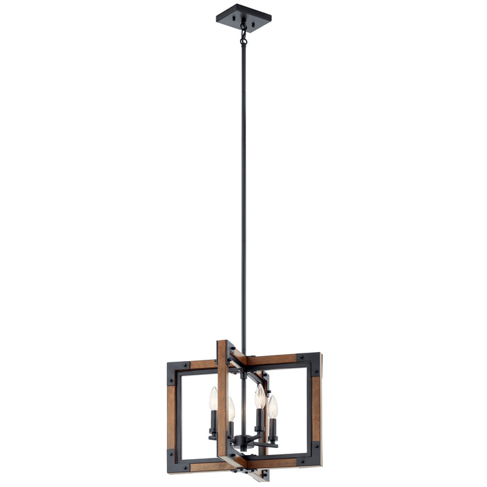 Kichler 44046AUB Four Light Chandelier/Semi Flush Mount, Auburn Stained