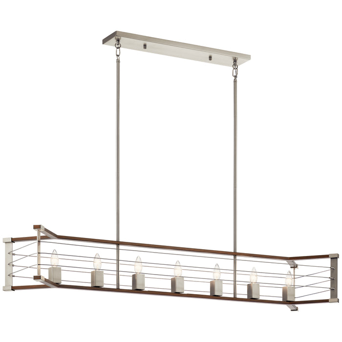 Kichler 44252NI Seven Light Linear Chandelier, Brushed Nickel