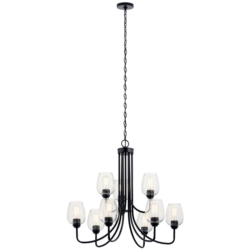 Kichler 44378BKCS Nine Light Chandelier, Black
