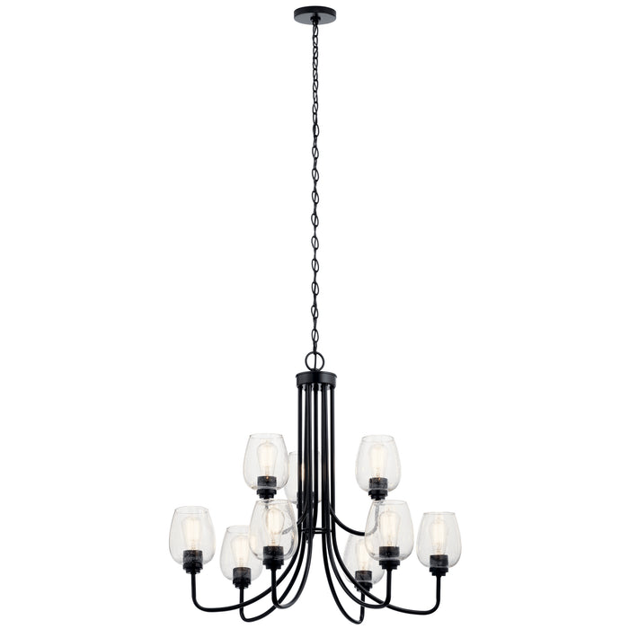 Kichler 44378BKCS Nine Light Chandelier, Black