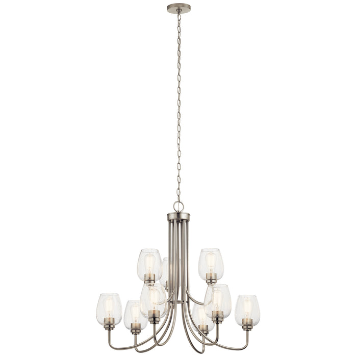 Kichler 44378NICS Nine Light Chandelier, Brushed Nickel
