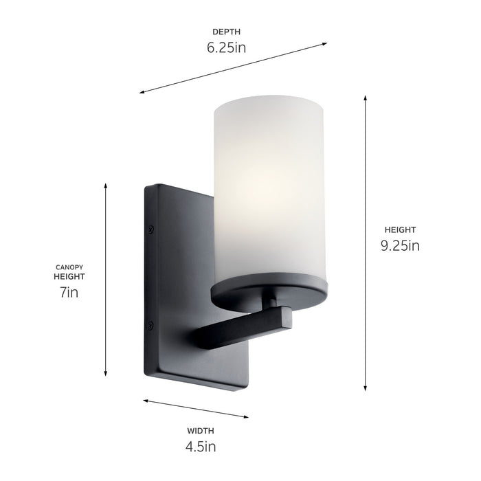 Kichler 45495BK One Light Wall Sconce, Black